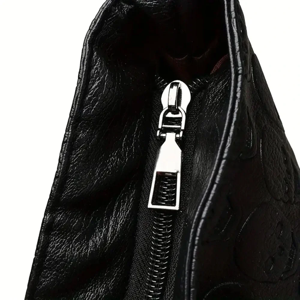 Black Embossed Skull Tote Bag - Stylish Women's Shoulder Bag